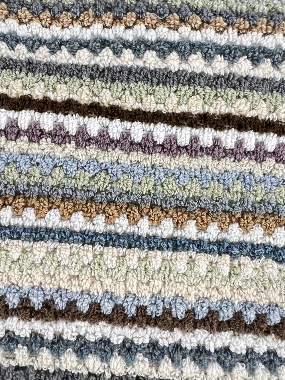 Deborah Connolly Bath Towel Set Striped Brown Green Aqua Cotton 8 Pc Set NEW